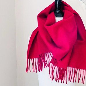 JOS A. BANK Men's Red 100% Cashmere Wool Scarf Fringe Unisex